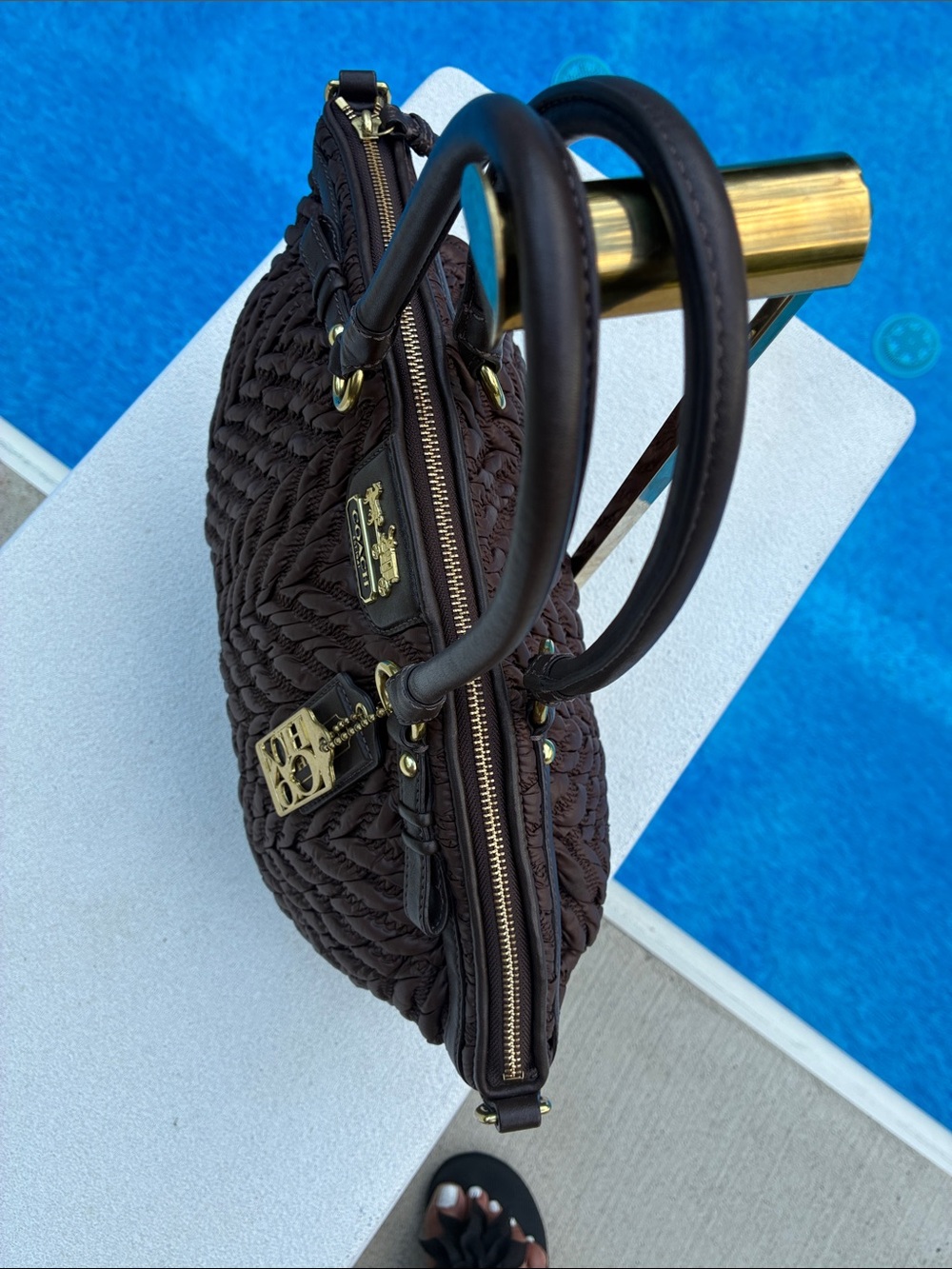 Coach Madison Quilted Chevron Nylon Lindsey Satchel **Limited Edition** - Picture 7 of 10